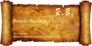 Resch Balázs névjegykártya